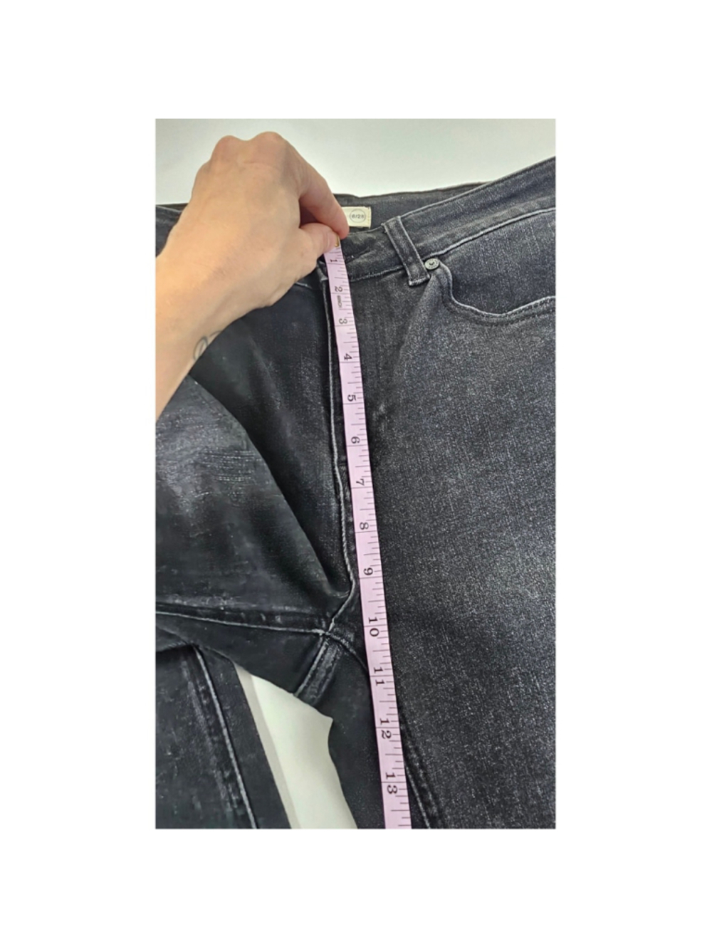 OAT NY black grunge sz 6 / 28 straight leg high rise 90s black wash jeans EUC - Picture 6 of 8